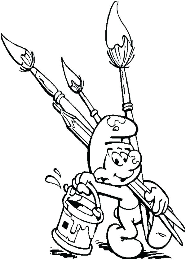 600x840 Paint Brush Coloring Page Paint Coloring Pages Painter Smurf