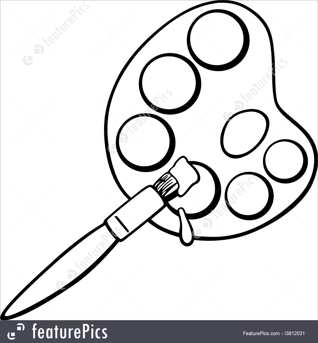 1291x1392 Artistic Tools Brush And Palette Clip Art Coloring Page