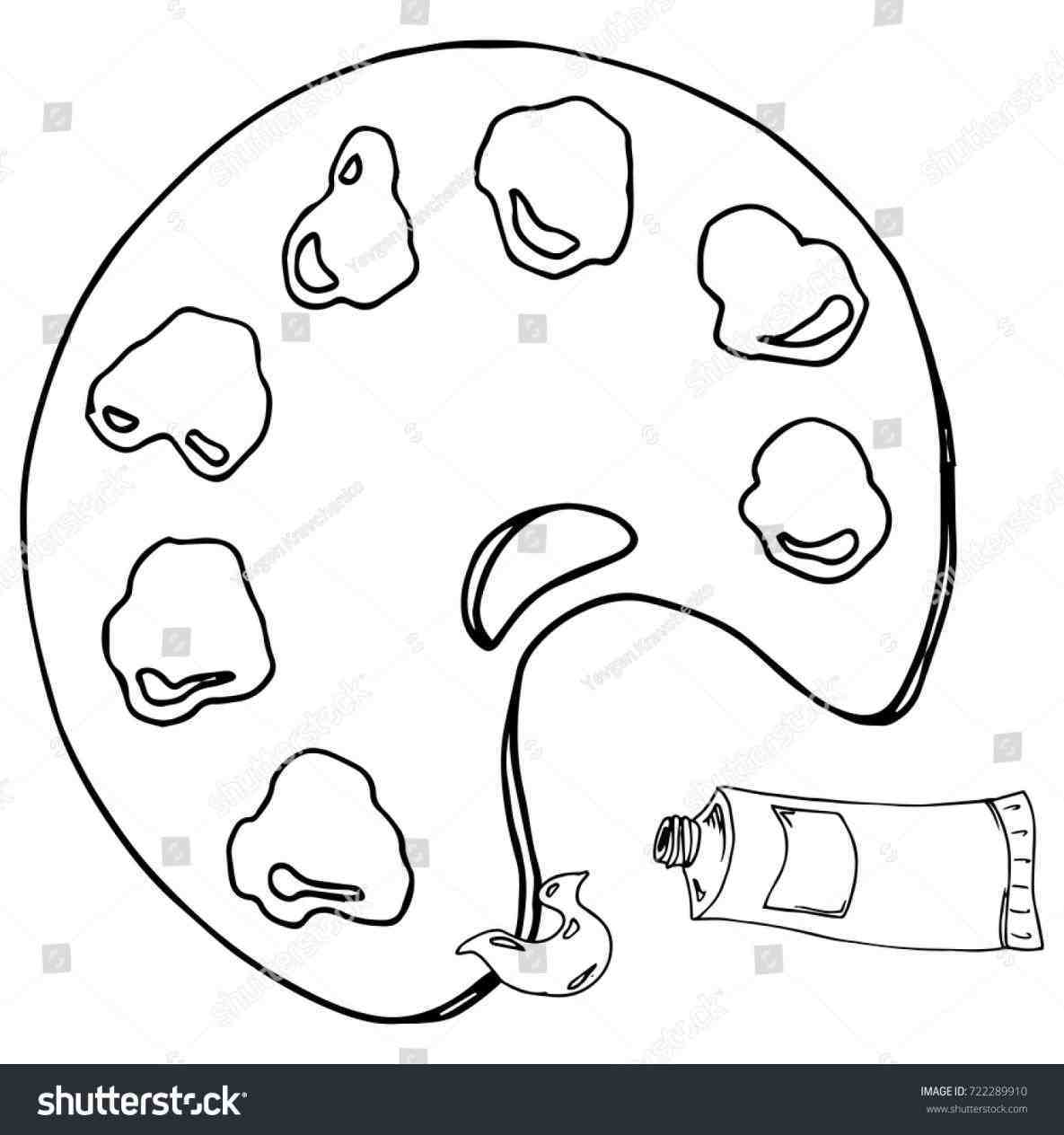 1185x1264 Seven Colors Stock Vector Palette Paint Pallet Drawing Tube Paint