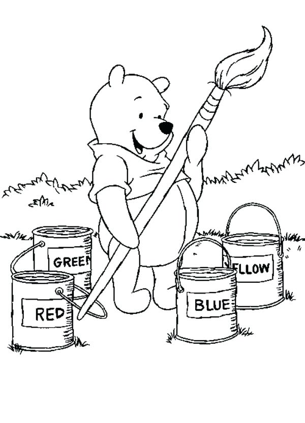 600x833 Paint Brush Coloring Page The Pooh Big And Bucket Sheet