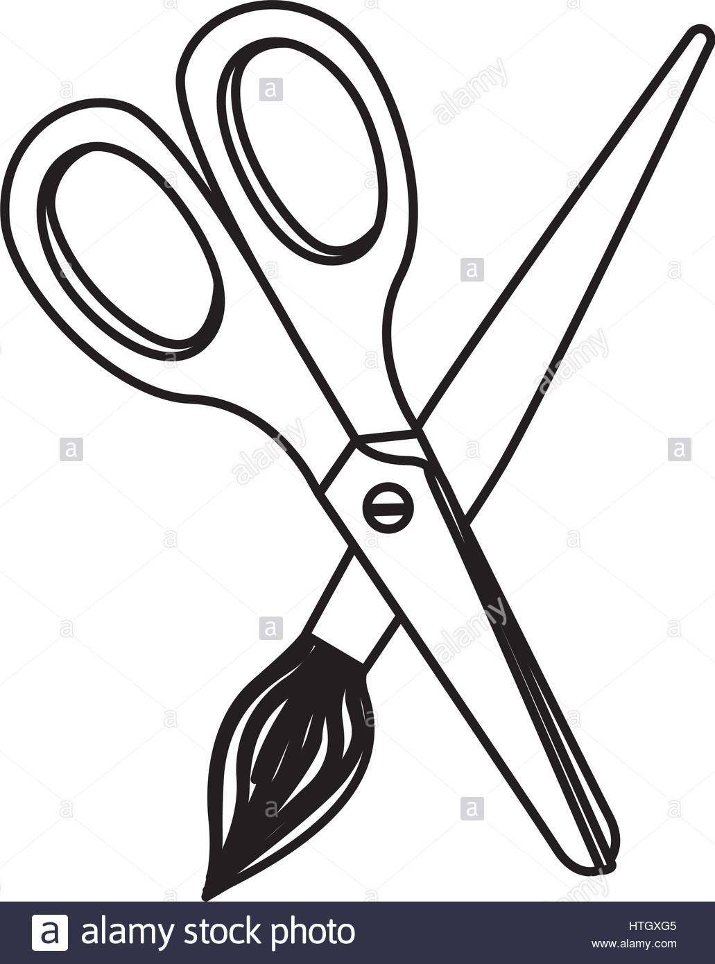 1031x1390 Figure Scissor With Paint Brush Icon Stock Vector Art
