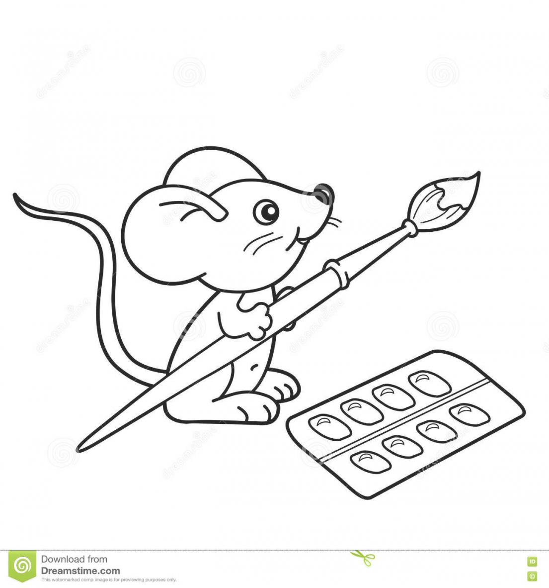 1105x1182 Coloring Page Outline Of Cartoon Little Mouse Brush And