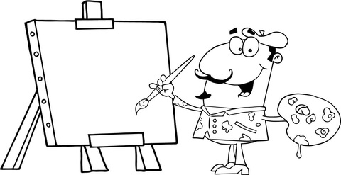 480x247 Artist Painter Paint On A Canvas Coloring Page Free Printable