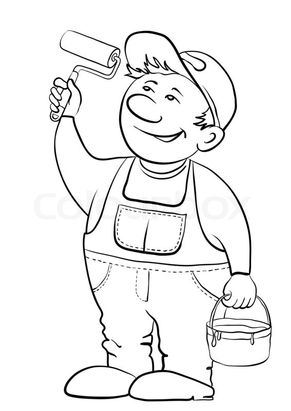 566x800 Worker House Painter, Contour Stock Photo Colourbox