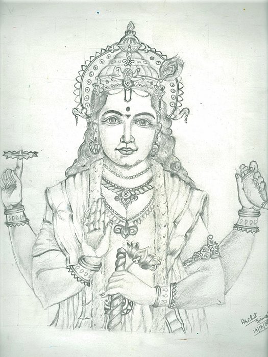 525x700 Lord Vishnu Painting By Archit Singh
