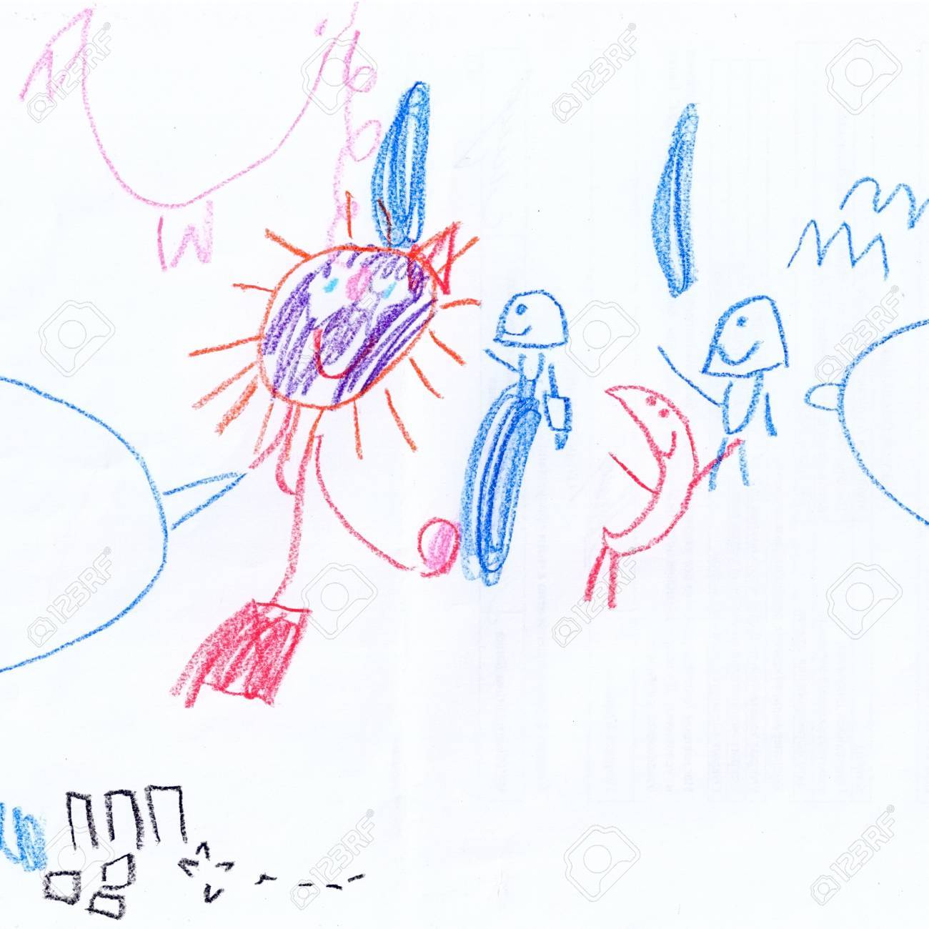 1300x1300 Abstract Picturesque Colored Drawing On Paper Paints Stock Photo