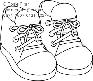 300x261 Art Illustration Of The Outline Of A Pair Of Baby Sneakers