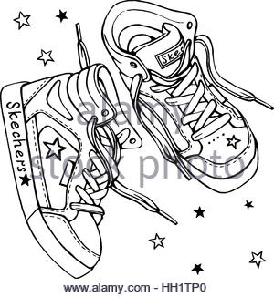 300x326 Silhouette Drawing Sneakers Sport Shoes Stock Vector Art