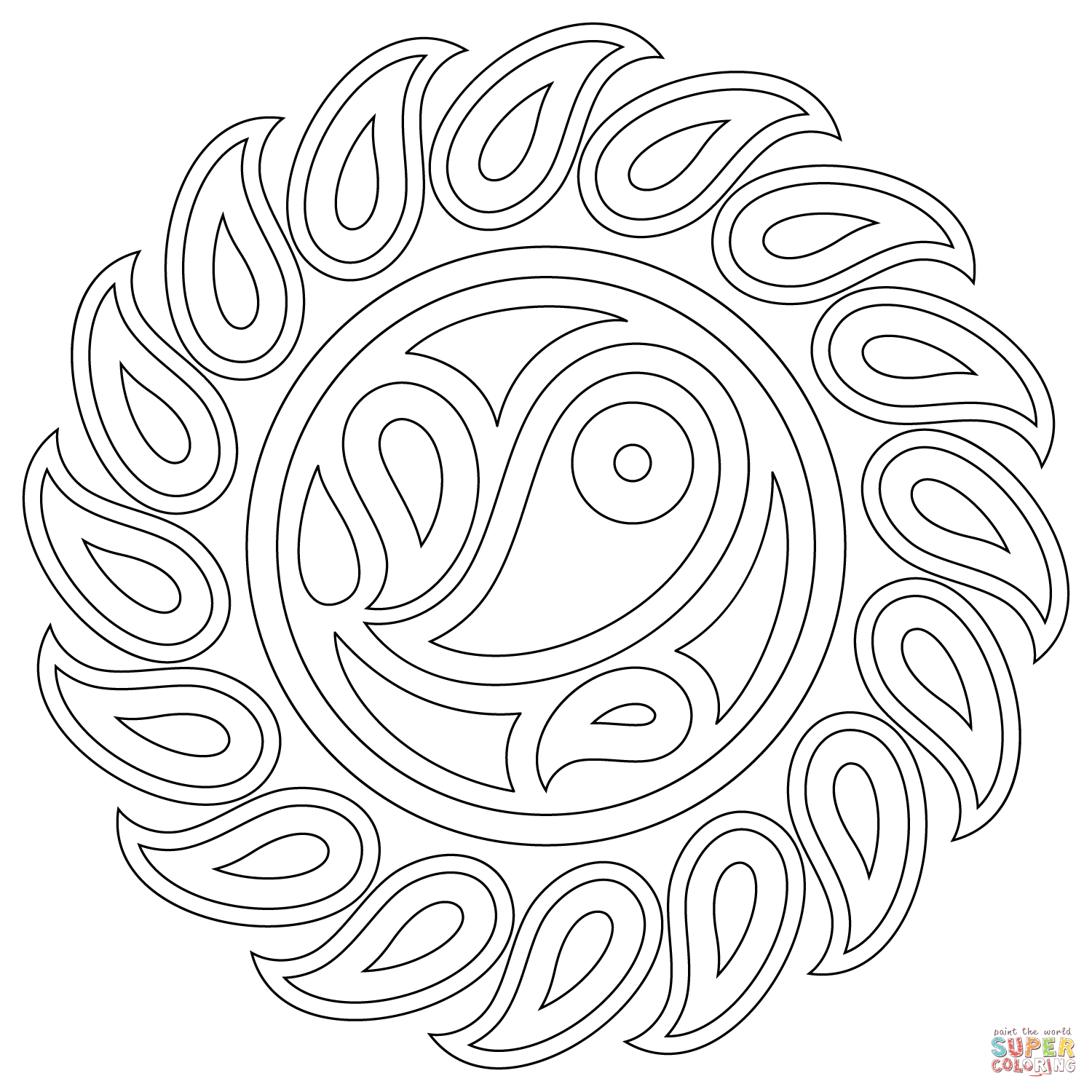 1500x1500 Paisley Mandala Coloring Page Free Printable Coloring Pages