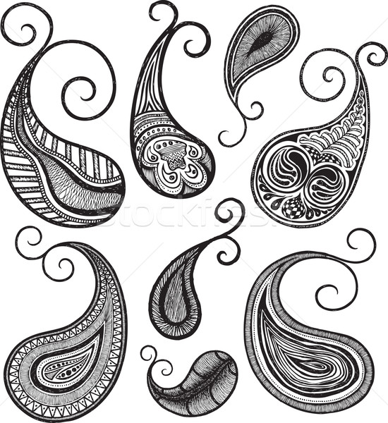 550x600 Hand Drawing Paisley Vector Illustration Sau Kit Lai