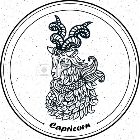 450x450 Detailed Capricorn In Aztec Filigree Line Art Paisley Style