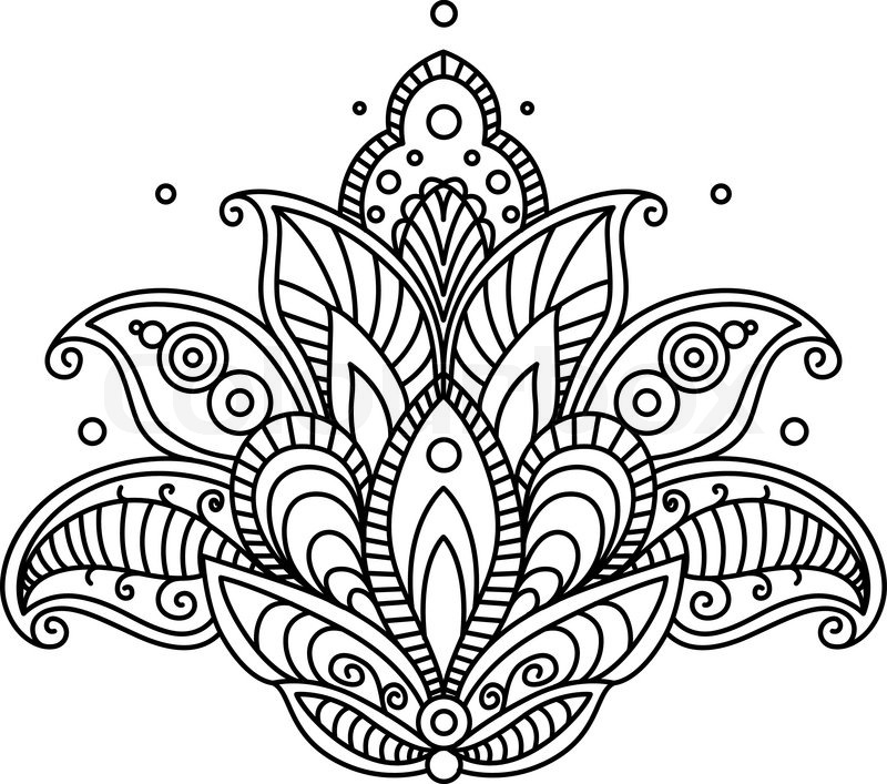 800x707 Pretty Ornate Paisley Flower Design Element In A Dainty Black