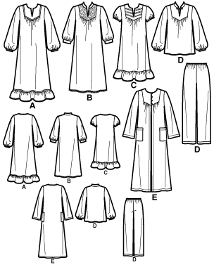 304x380 Simplicity 2819 Misses Amp Miss Petite Nightgown, Pajamas And Robe