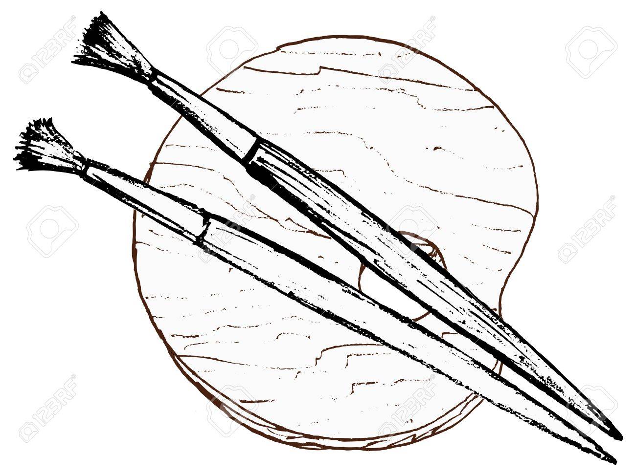 1300x974 Hand Drawn, Cartoon Image Of Artistic Palette Royalty Free