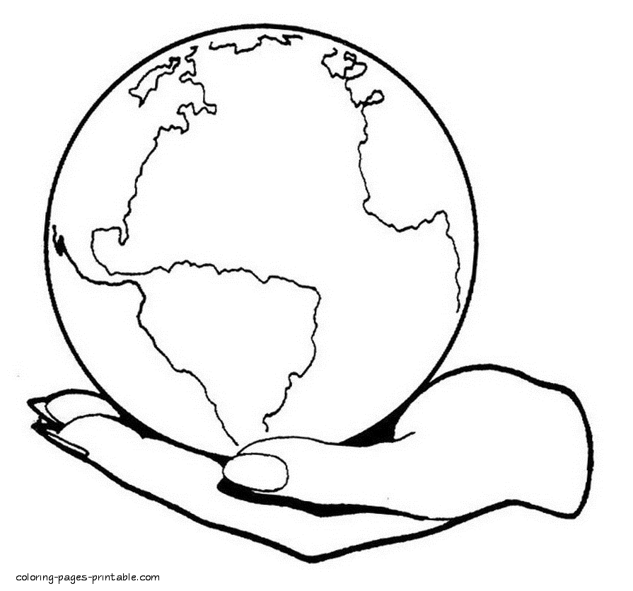895x835 Earth On The Palm Of Hand Coloring Page