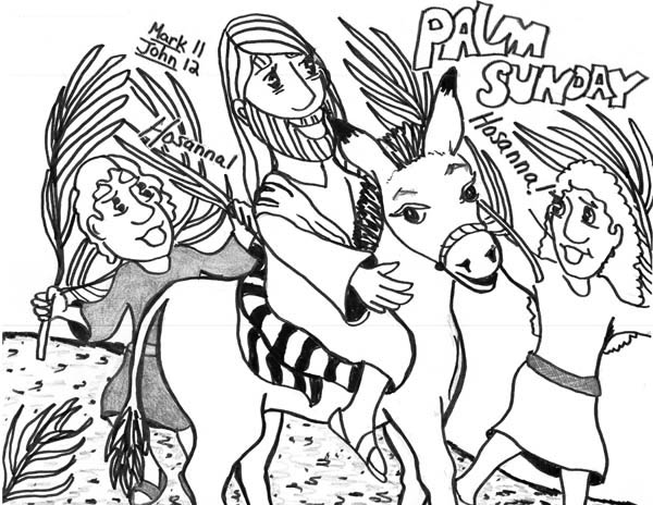 600x464 Kid Drawing Of Palm Sunday Coloring Page Color Luna