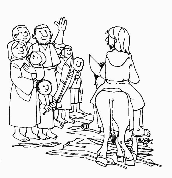 600x619 Drawing Of Palm Sunday Coloring Page Color Luna