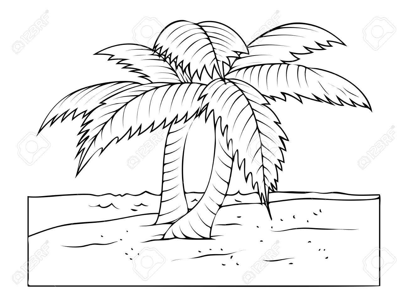 Palm Tree Beach Drawing at GetDrawings | Free download