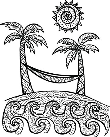 363x450 Summer Beach Tribal Pattern Palm Tree Hammock Vinyl