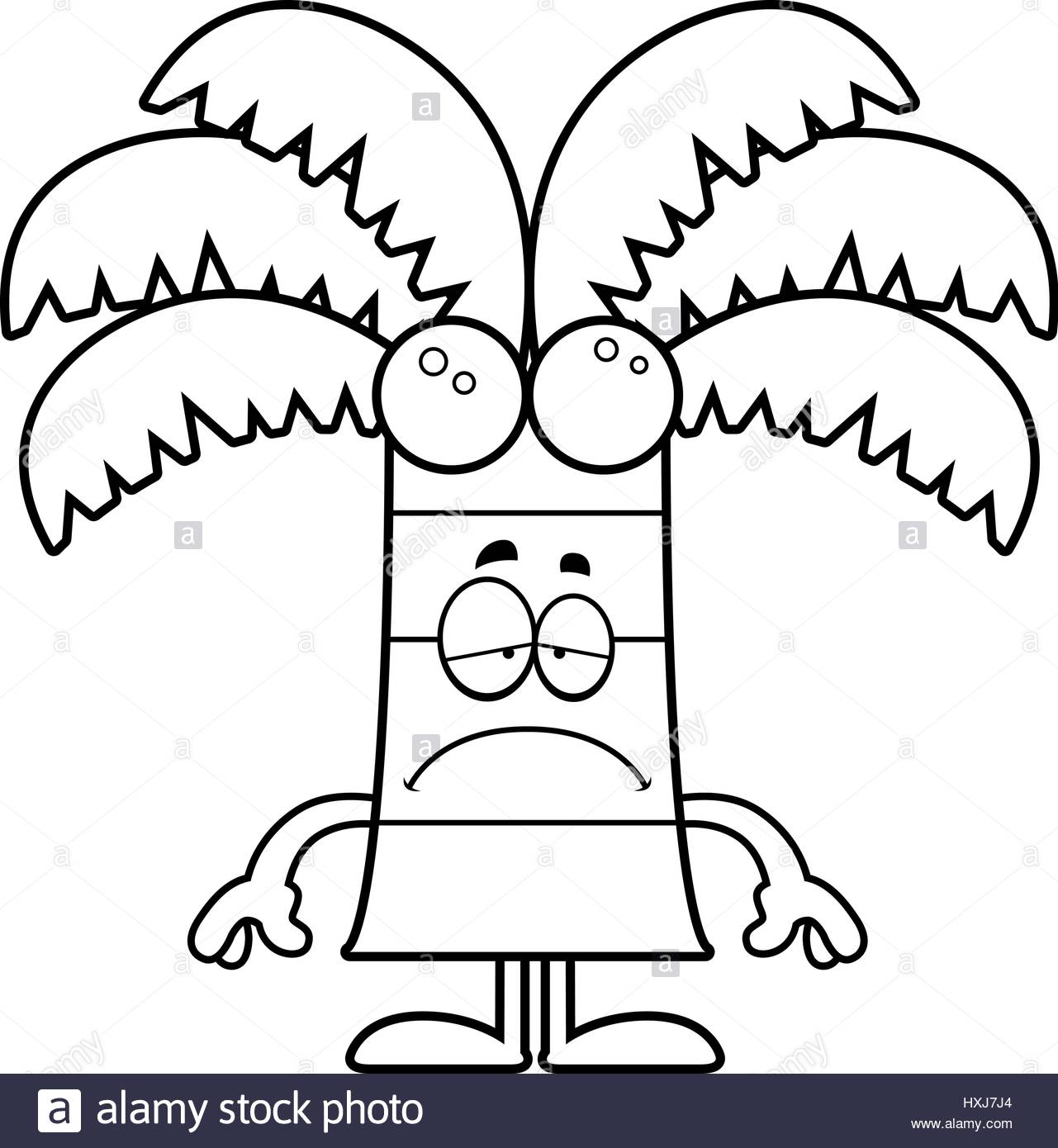 1281x1390 A Cartoon Illustration Of A Palm Tree Looking Sad Stock Vector Art