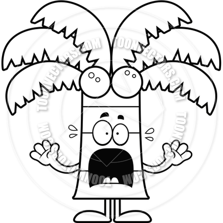 460x460 Cartoon Palm Tree Scared (Black And White Line Art) By Cory Thoman