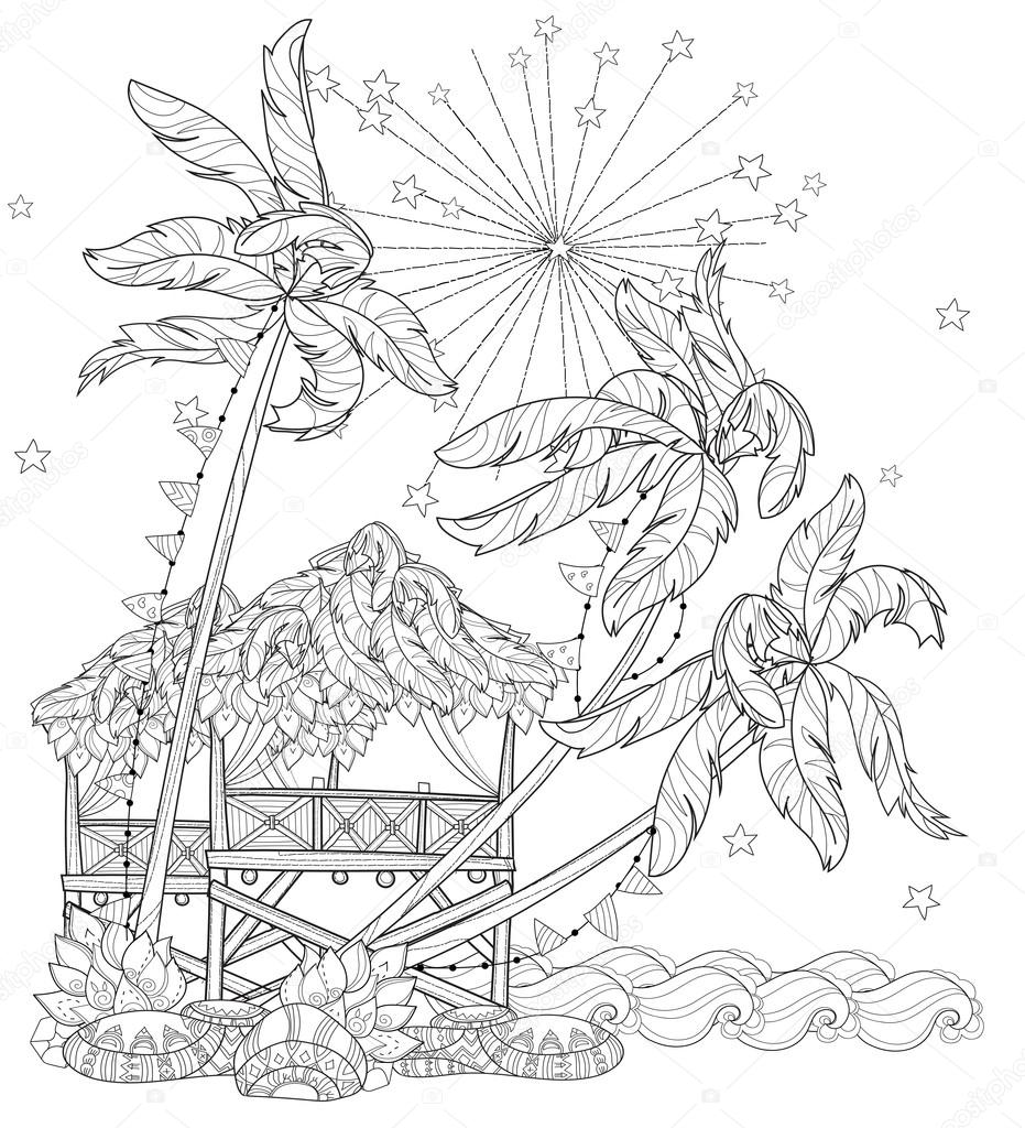 931x1024 Hand Drawn Doodle Outline Palm Tree Stock Vector Yazzik