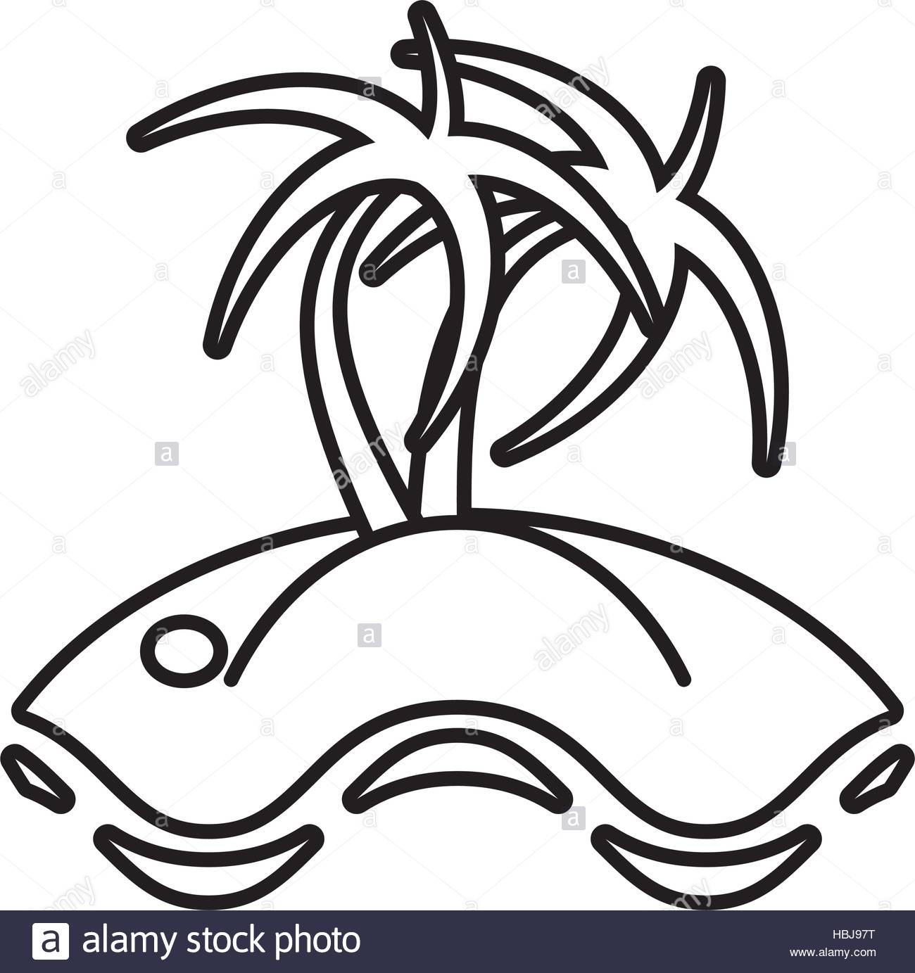 1300x1383 Outline Palm Tree Sand Beach Vector Illustration Eps 10 Stock