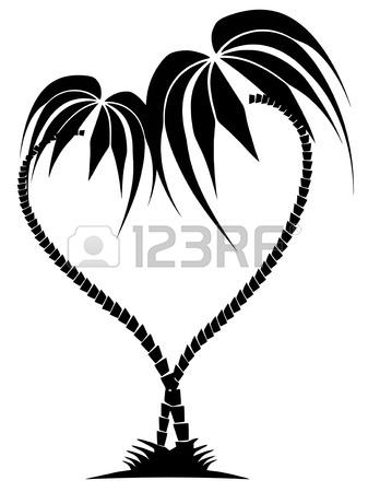337x450 Drawing Of Two Palm Trees In The Form Of Heart On The Isolated