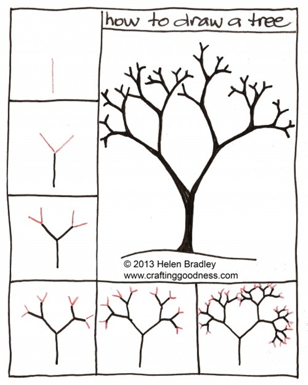 600x750 How To Draw A Tree (Step By Step Image Guides)