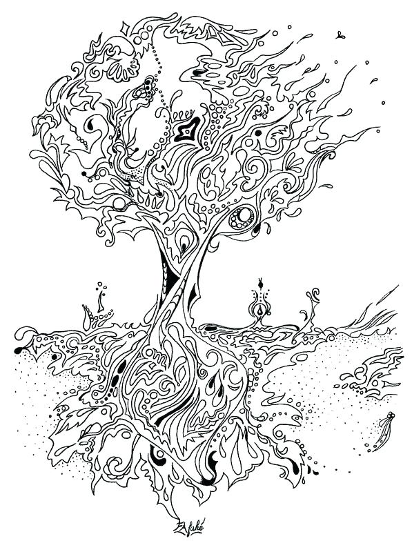 597x800 Coloring Book Trees Plus Falling Bare Fall Tree Pencil And