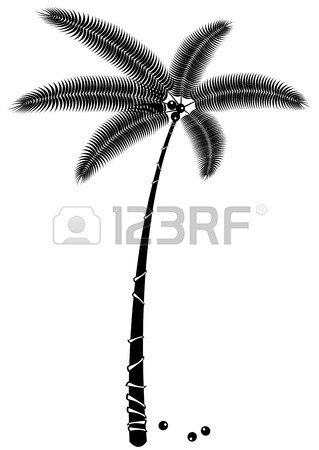 319x450 Coconut Palm Tree Silhouette On Beach Vector Royalty Free Cliparts