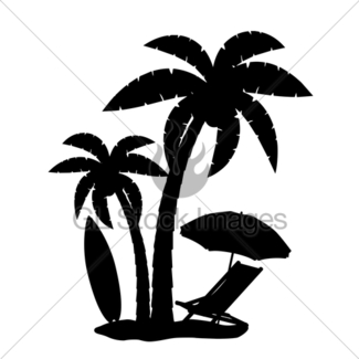 325x325 Silhouette Of Palm Trees Realistic Vector Illustration Gl Stock