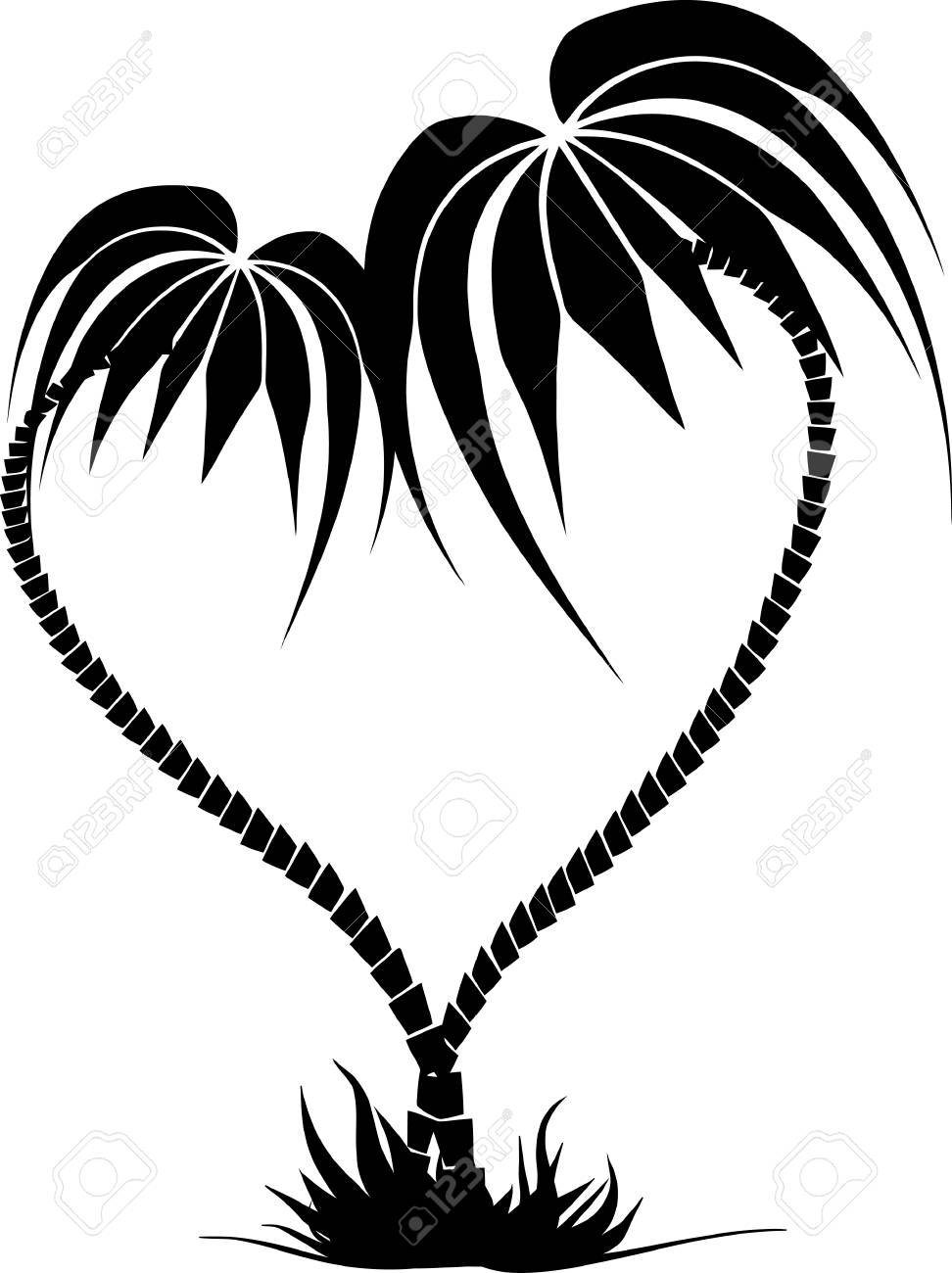 972x1300 Drawing Of Two Palm Trees In The Form Of Heart On The Isolated