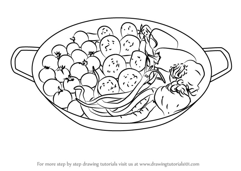 800x567 Learn How To Draw Fresh Vegetable Pan (Special Dishes) Step By