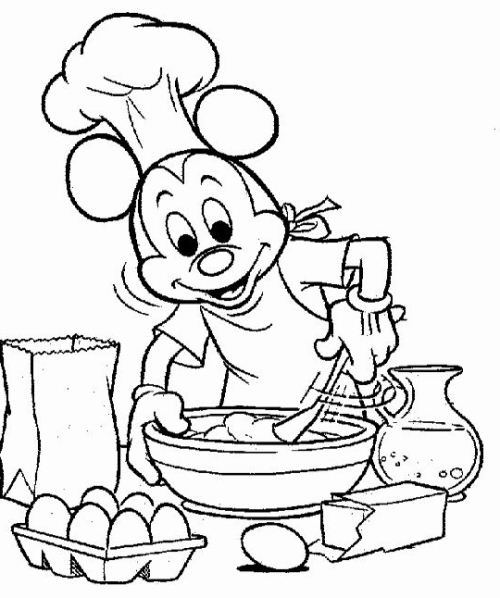 500x598 Pancake Coloring Pages Mickey Making Cake Coloring Page Boys Pages