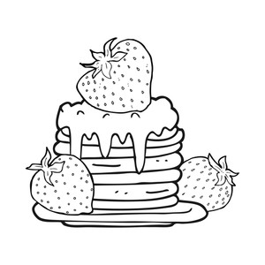 300x300 Freehand Drawn Black And White Cartoon Pancake Stack