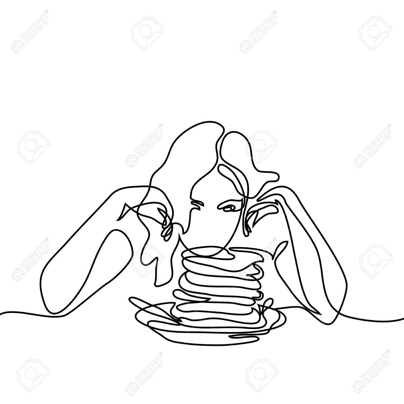 1300x1300 Abstract Portrait Of Beautiful Young Woman Looking At Pancakes