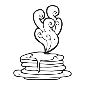 300x300 Freehand Drawn Black And White Cartoon Stack Of Pancakes Royalty