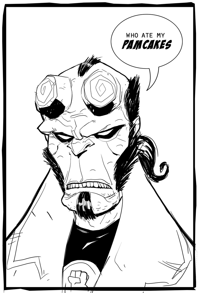 666x980 Hellboy Loves Pancakes By Heroboy