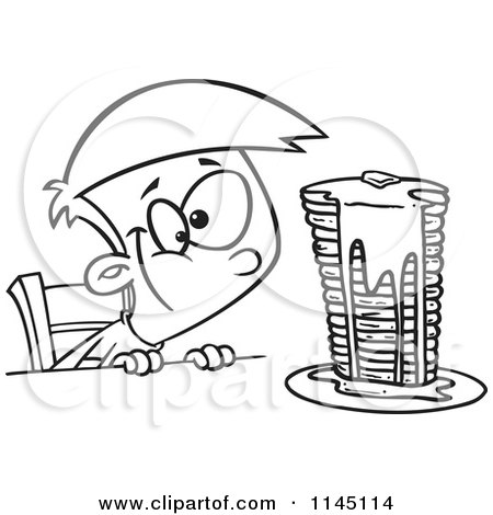 450x470 Cartoon Clipart Of A Black And White Hungy Boy Gazing
