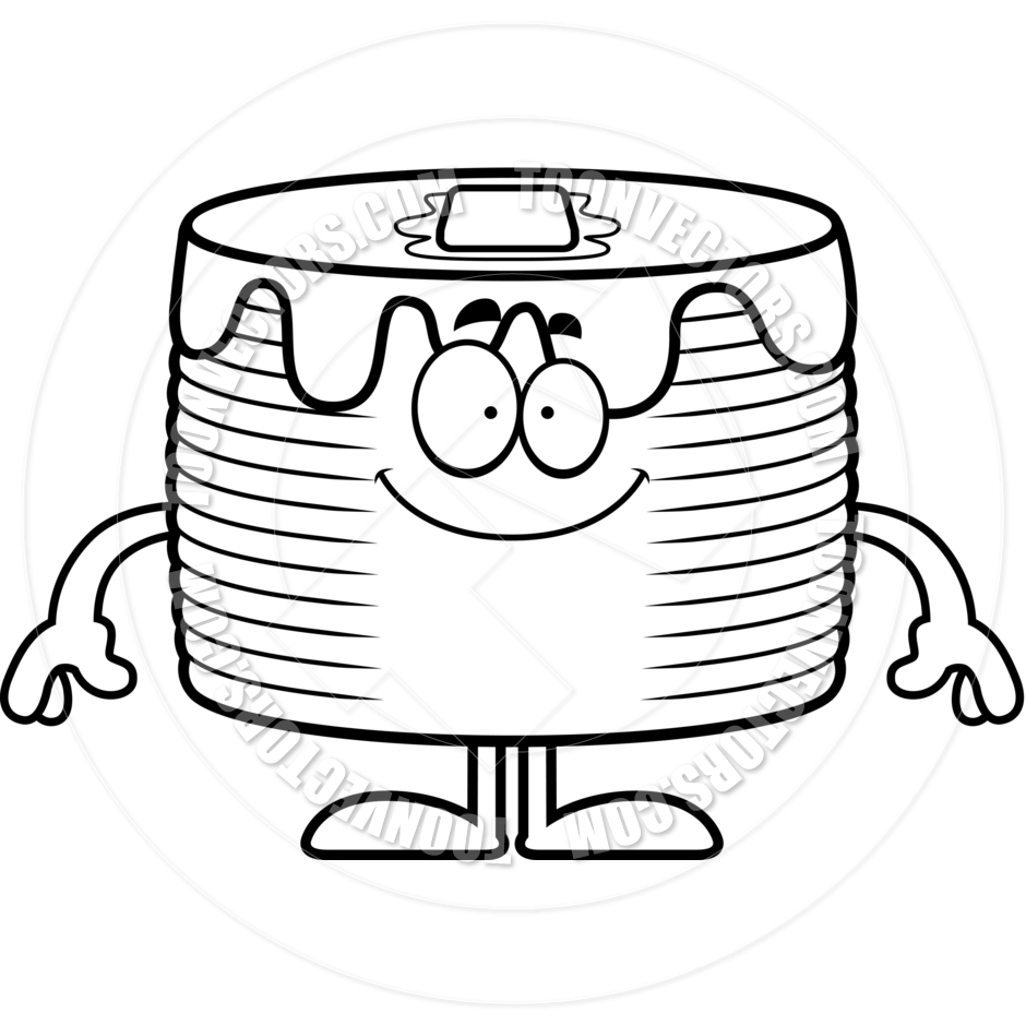 940x940 Cartoon Pancakes Happy (Black And White Line Art) By Cory Thoman