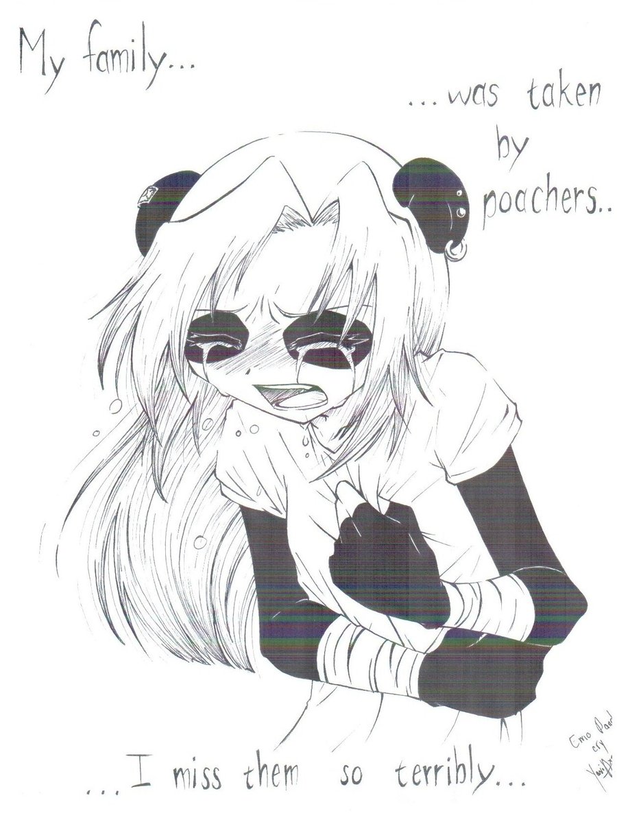 900x1186 Emo Panda Cry By Ya Chan777