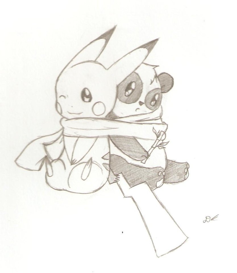 834x959 At Pikachu And Panda By Danishangel