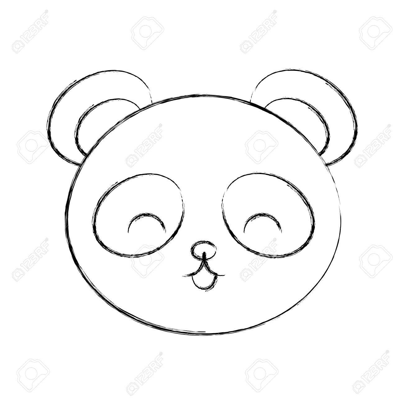 1300x1300 Cute Sketch Draw Panda Bear Face Graphic Design Stock Photo