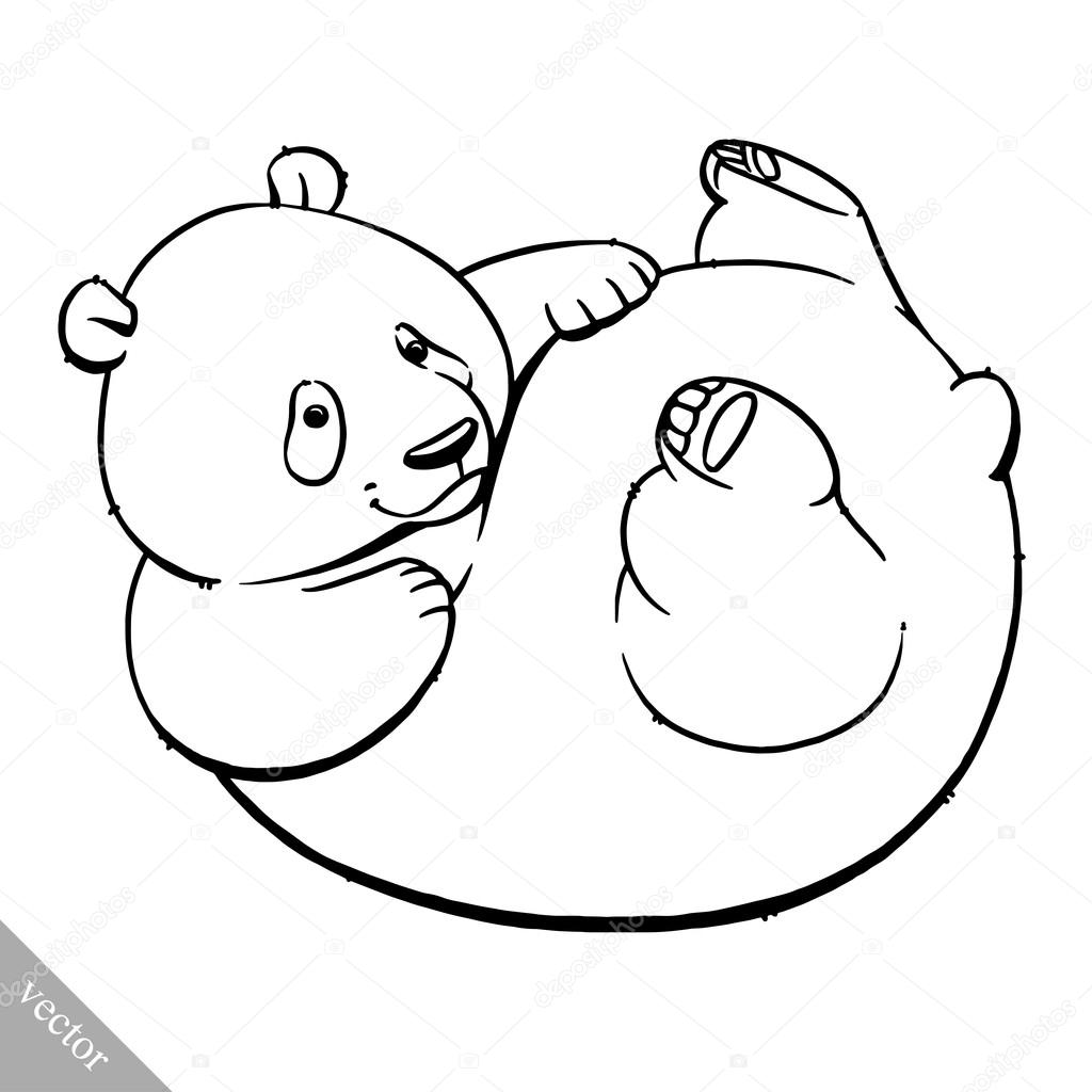 1024x1024 Funny Cartoon Cute Fat Panda Bear Illustration Stock Vector