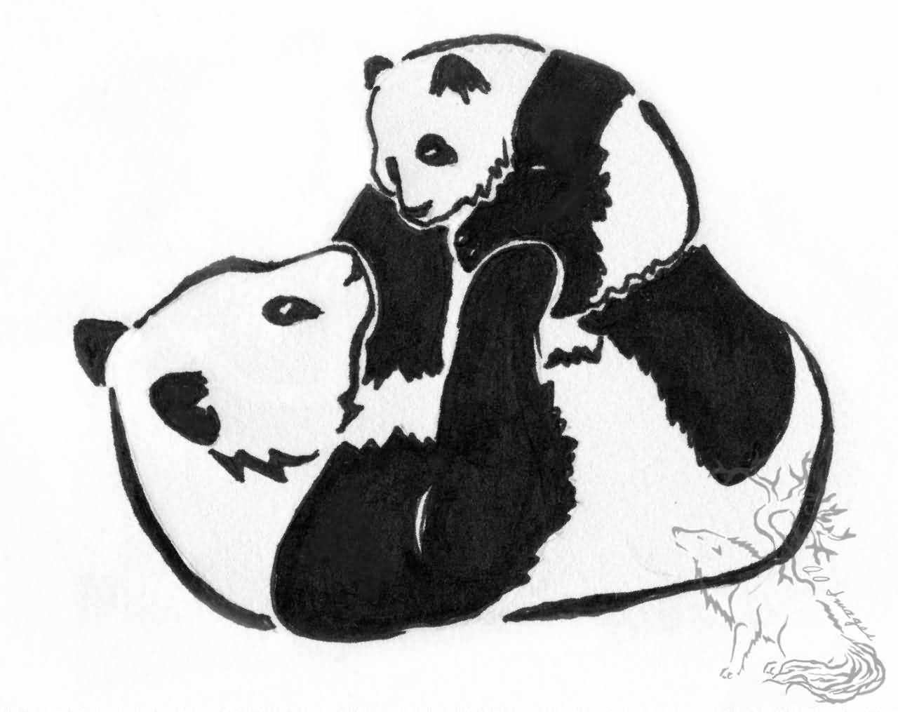 1280x1015 Mom And Baby Panda Bear