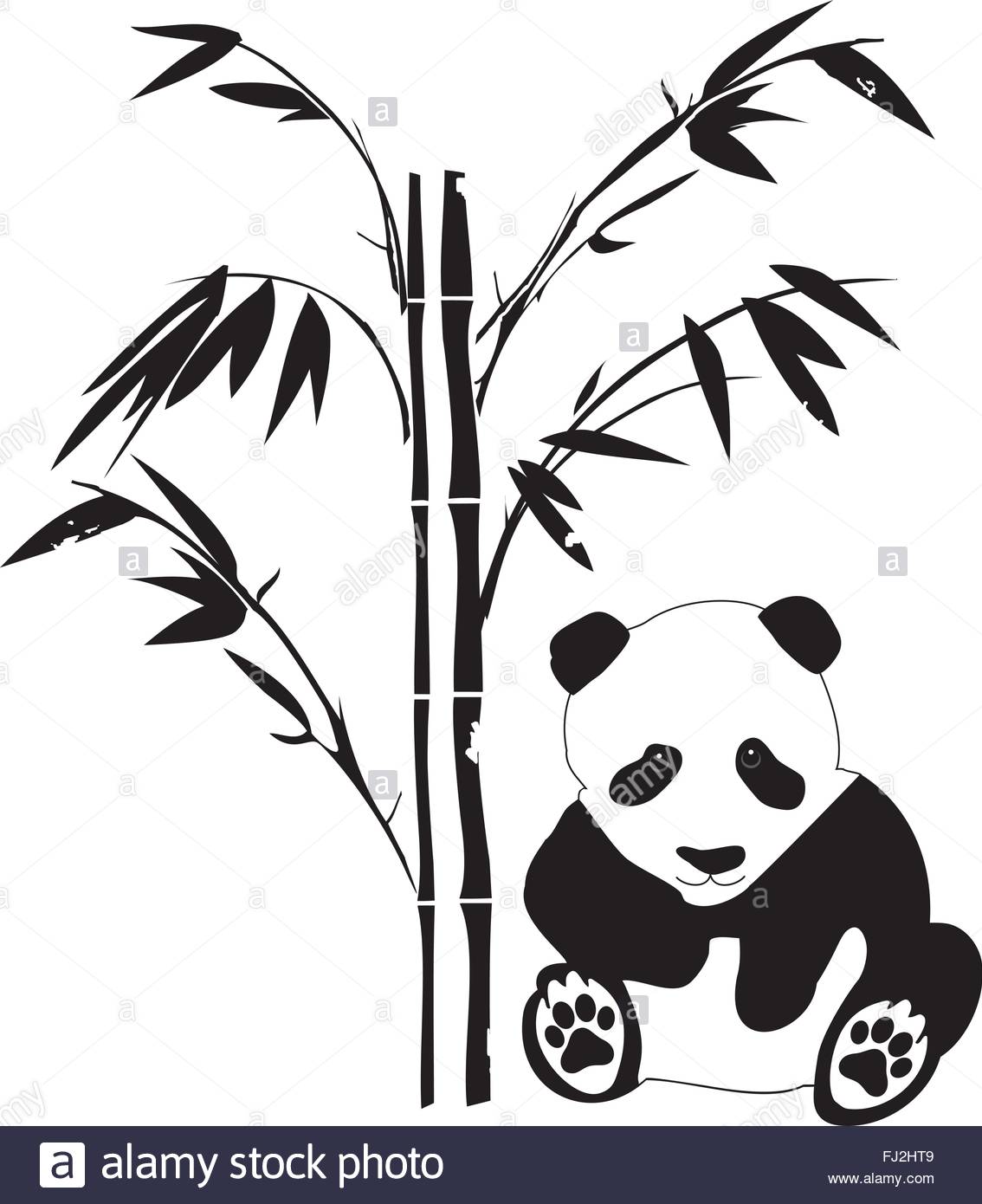 1134x1390 Vector Illustration Of A Panda Bear With Bamboo Stock Vector Art