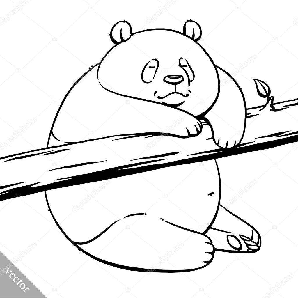 1024x1024 Funny Cartoon Cute Fat Panda Bear Illustration Stock Vector