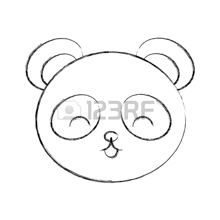 450x450 Cute Sketch Draw Panda Bear Face Graphic Design Royalty Free