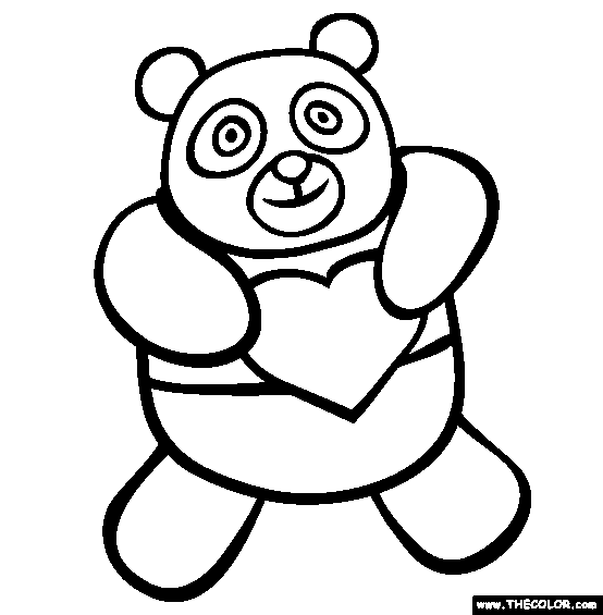 554x565 Valentine's Day Panda Bear Coloring Page